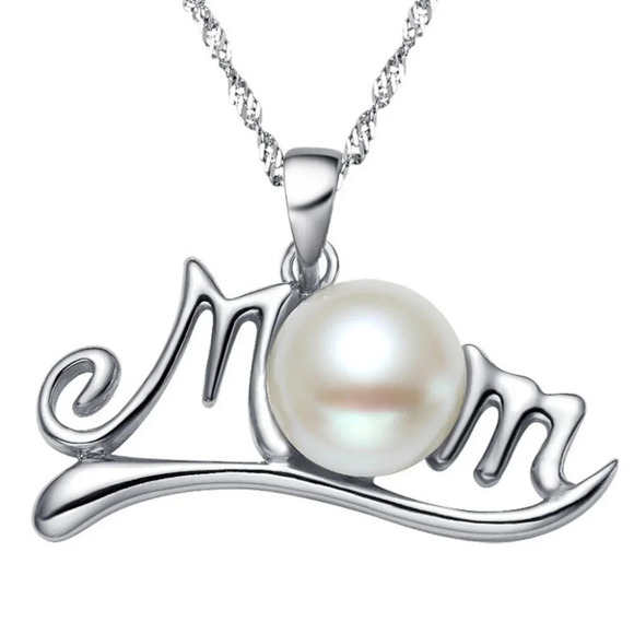 💎 Beautiful Letter Dainty Pearl Charm Pearl Mom Necklace for Women, EVGG… - Picture 1 of 4